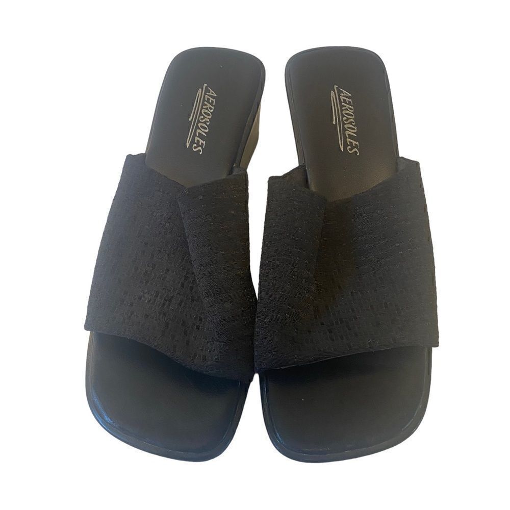 Aerosoles Black Rubber Heel Slip-On Clogs in Ladies Size 8